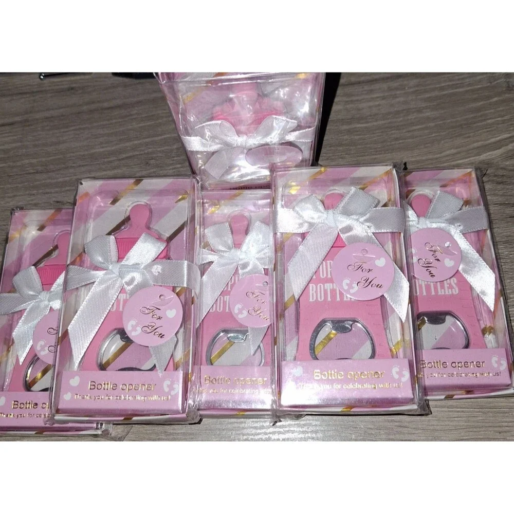 Baby Girl Shower Lot 6 Bottle Openers 2 pks Scratch-off game bag of plastic pins